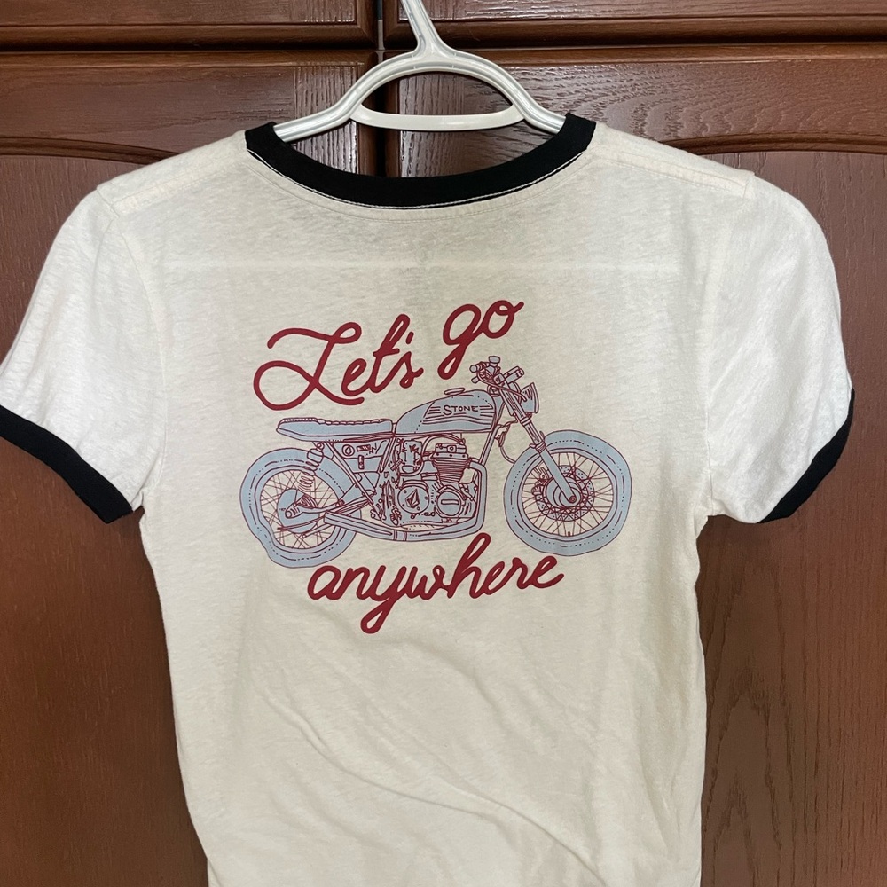 White T-Shirt with Red and Blue Graphic